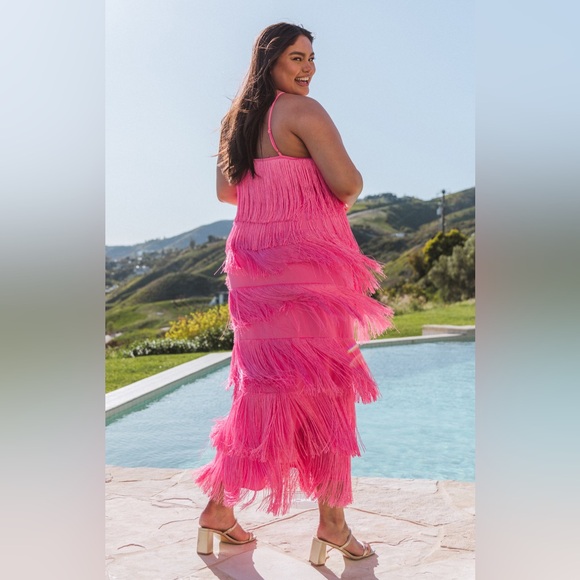Show Me Your MuMu | Pink Fringe Halter Dress - Picture 4 of 7